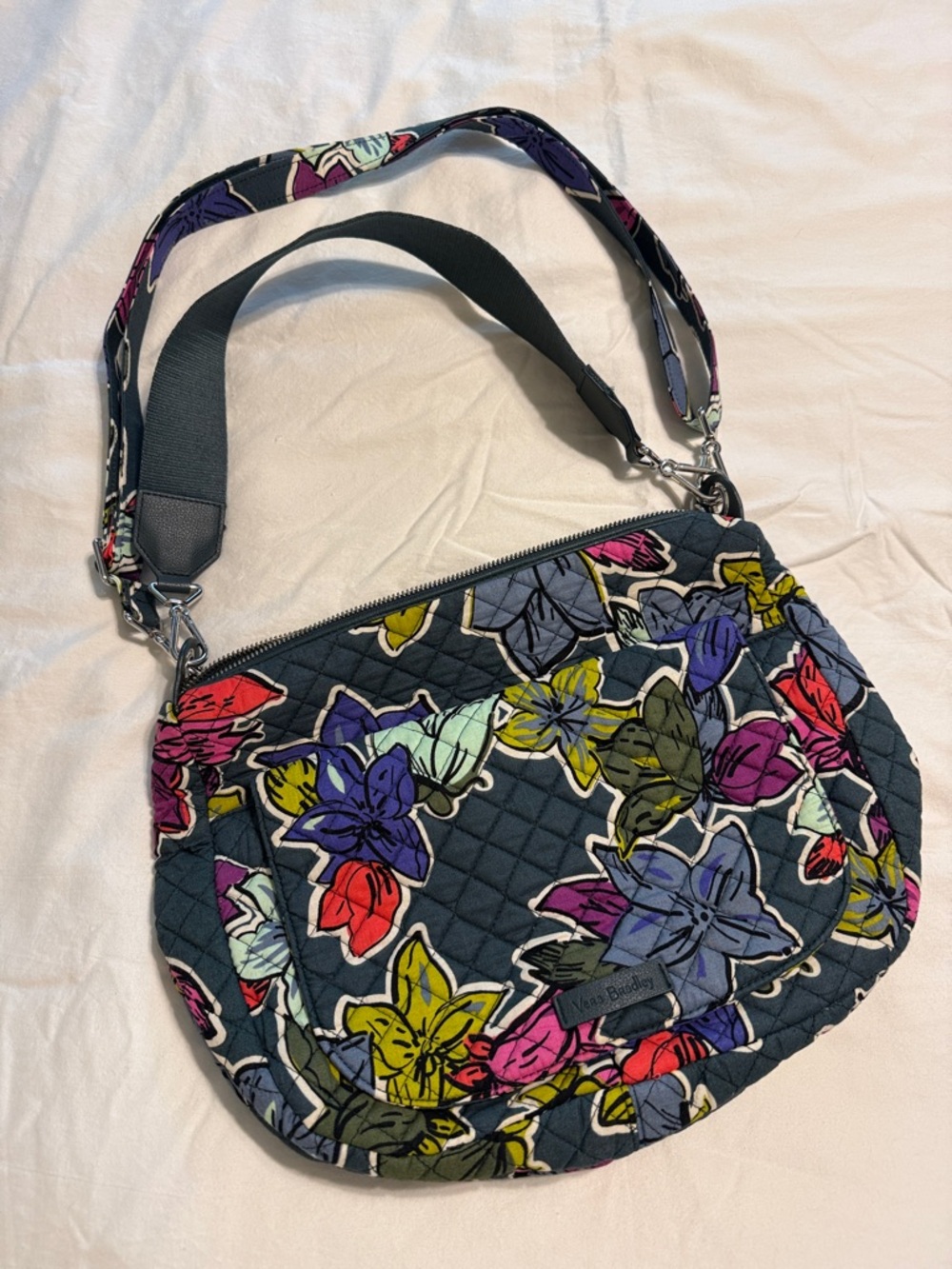 Vera Bradley Quilted Floral Shoulder Bag in Green Teal Multicolor NWOT